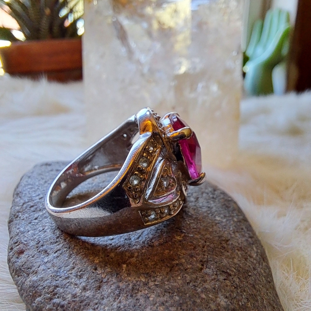 Sterling Silver & Ruby Ring - Size 7 - image 6